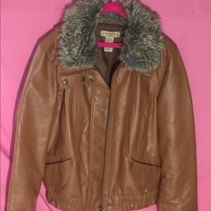 Brown Leather Fur Jacket